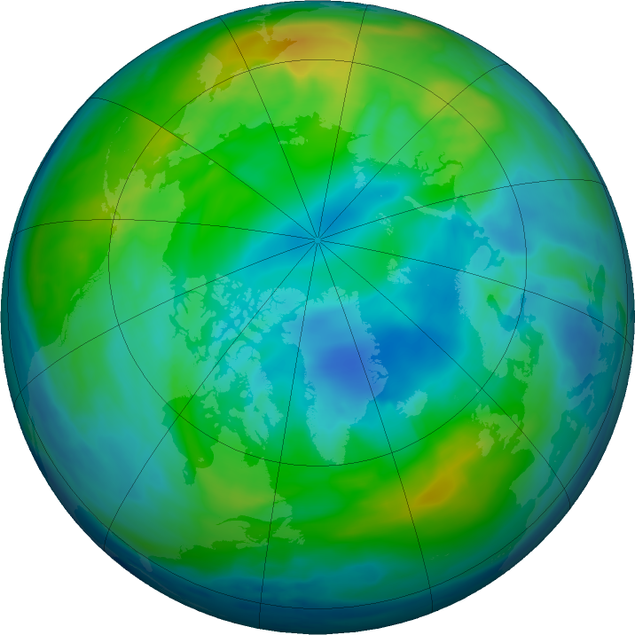 Arctic ozone map for 05 November 2023